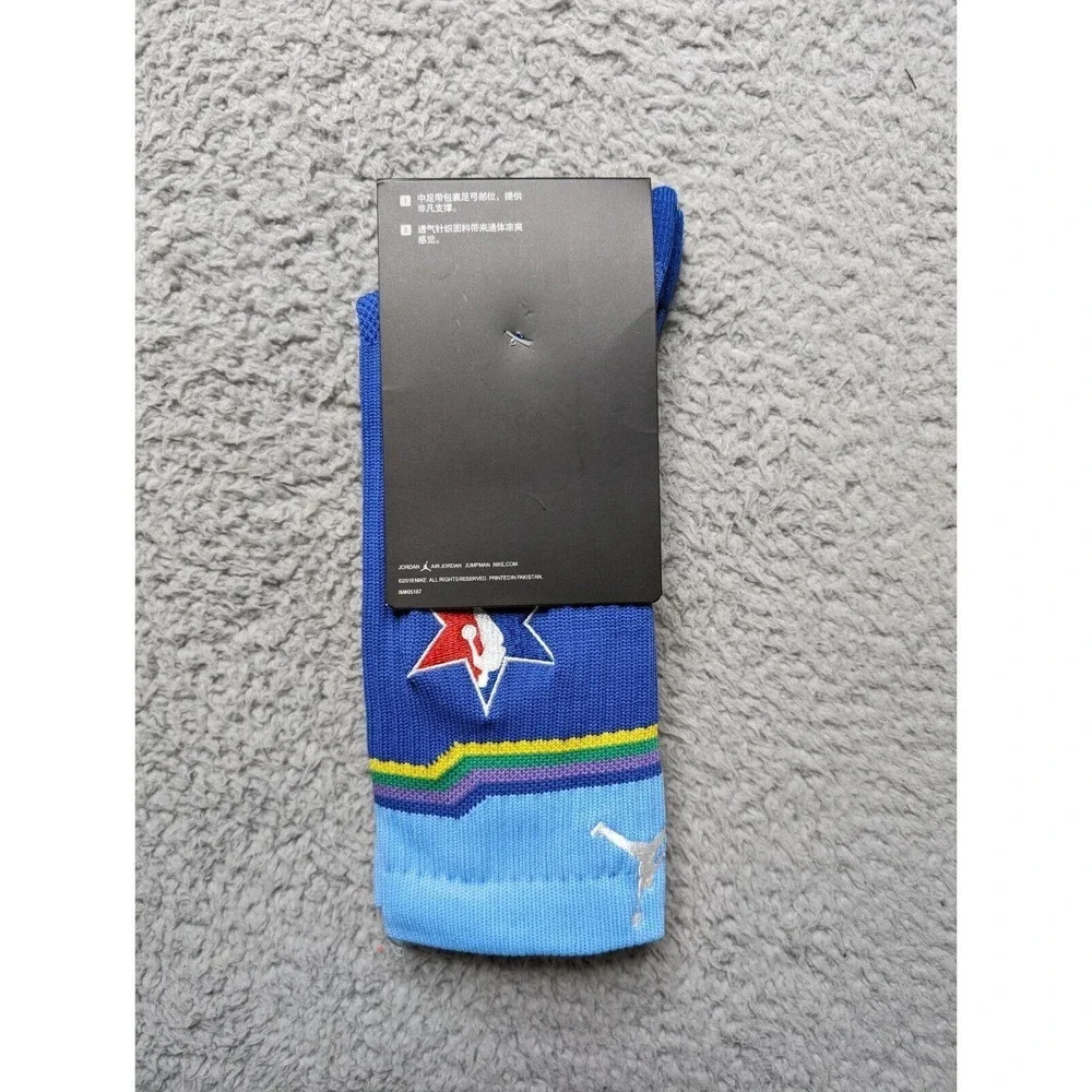 Air Jordan Legacy Dri-Fit Crew Socks Mens Large 9-11 Blue NBA All-Star Stripes - Picture 3 of 5